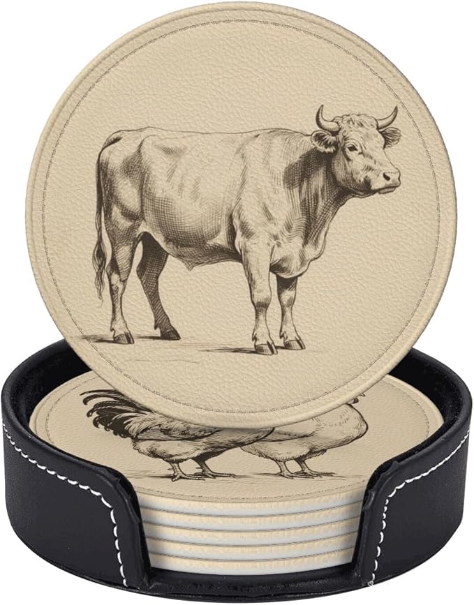 6 Pcs Farm Animals Drink Coasters - Image 4