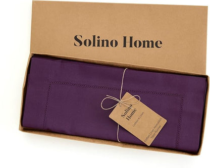Solino Home Cotton Linen Dining Table Runner Purple Hemstitch, 14 x 108 in | - Image 4