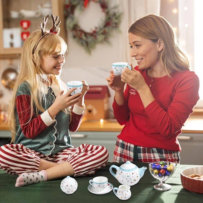 Sweejar Porcelain Tea Set for Little Girls, Kitchen Toys Tea Party Set for Kids - Image 6