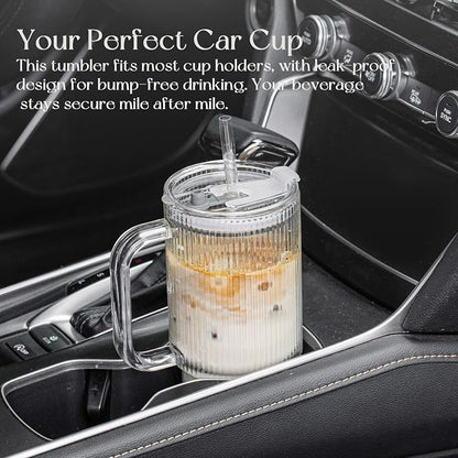 KEMORELA 24oz Ribbed Glass Tumbler - Image 9