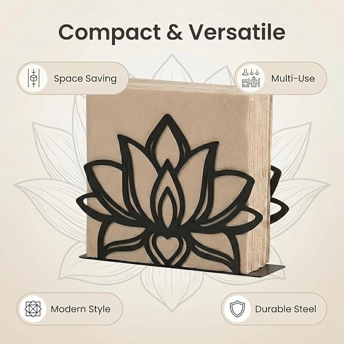 2Pack Lotus Napkin Holder for Table, Modern Metal Black Napkin Holders for - Image 2