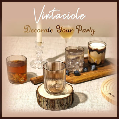 Smokey Gray Ribbed Highball Glasses Set of 6, 8.5oz Vintage Highball Tumblers - Image 5