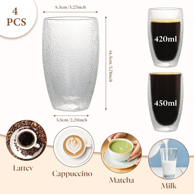 Double Wall Glass Coffee Mugs Set, Suitable - Image 2