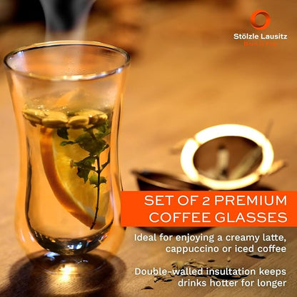 Stölzle Lausitz Set of 2 Coffee 'N More Coffee Glasses Coffee Cups, Double - Image 2