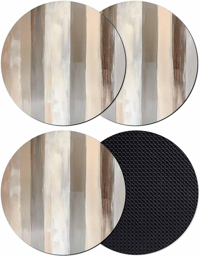 Brown Grey Coasters Set of 4, Abstract Neutral Textured Modern Minimalist by Unknown