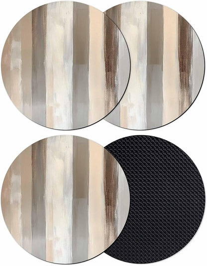 Brown Grey Coasters Set of 4, Abstract Neutral Textured Modern Minimalist Soft by PIEPLE