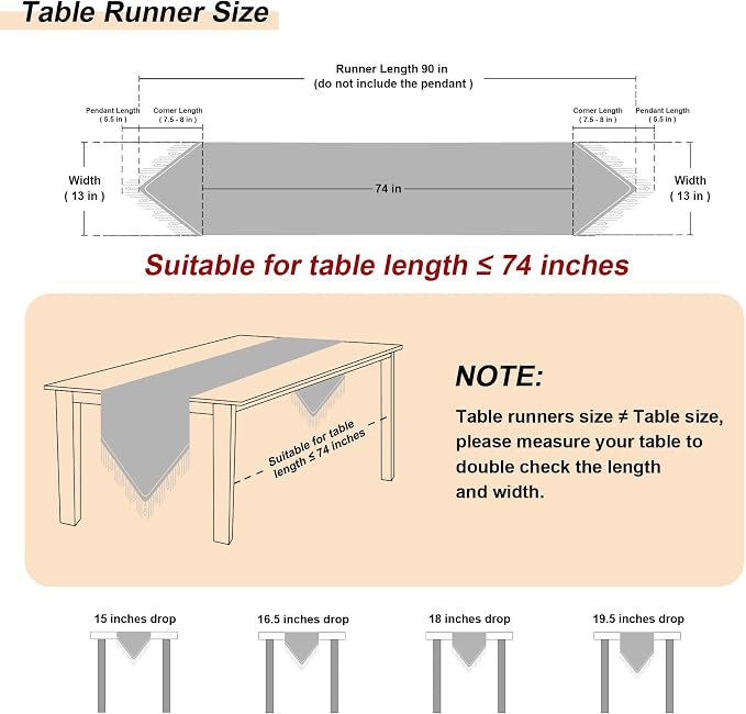 Loom and Mill Luxury Table Runner 90 Inches Long, Classic Jacquard Dining Table - Image 2