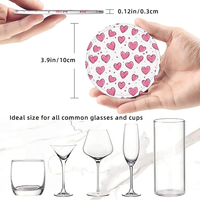Valentines Day Pink Heart Coasters - Image 3