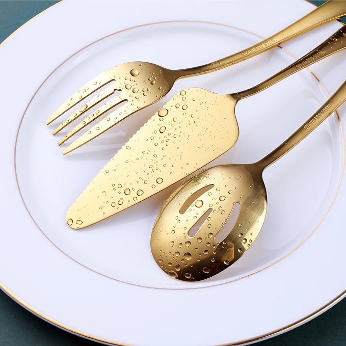 Gold Serving Utensils, OGORI 12-Piece Stainless Steel Serving Utensils Include - Image 6