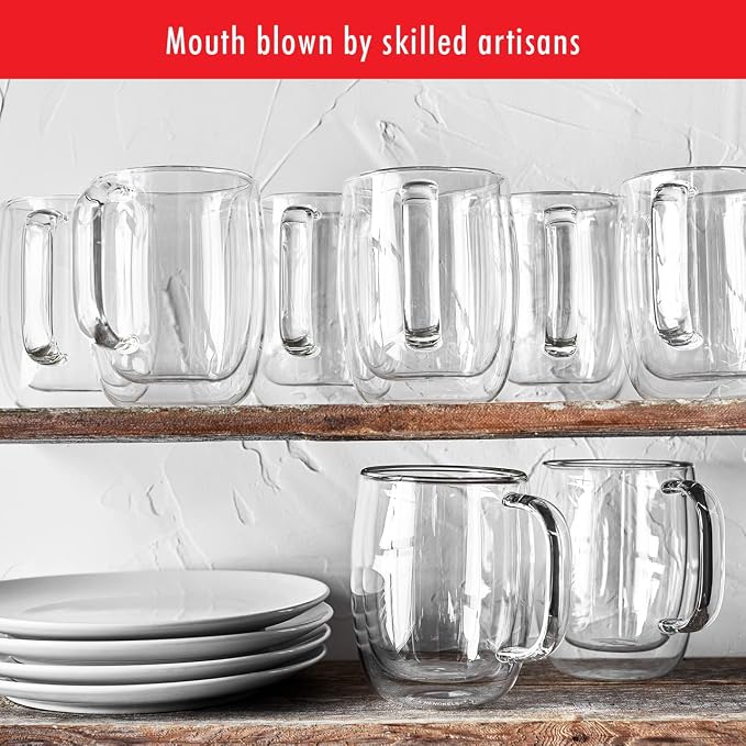 Zwilling Sorrento Plus 2-Pc Double Wall Insulated Glass Coffee Mug Set | - Image 7