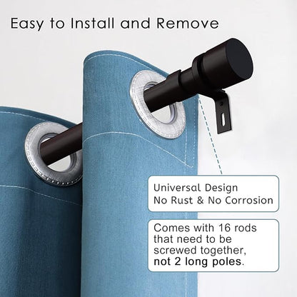 Curtain Rods for Windows 16 to 240 Inches Adjustable Length 1 Inch Diameter Window Curtain Rod with Aluminium End Cap, Antique Bronze