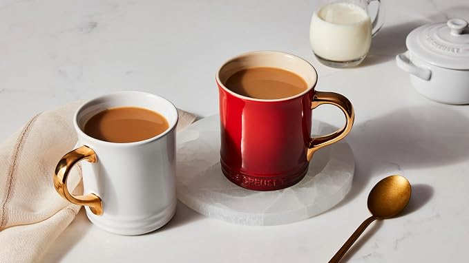 Le Creuset Stoneware Vancouver Mug, 14 oz., Coastal Blue/Gold Metallic Handle - Image 5