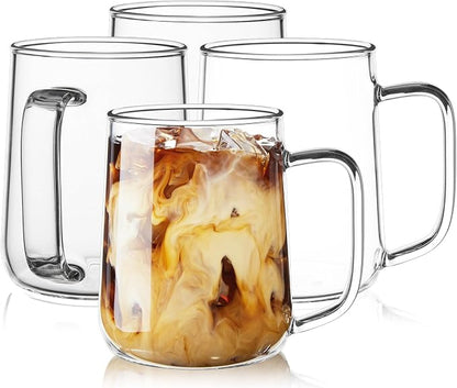 Glass Coffee Mugs, 16 oz Glass Coffee Cups Set of 4, Hot/Cold Beverages by Unknown