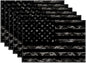 Black Camo American Flag Placemats Set of 6, Linen Place Mat Washable Stain Resistant Table Mats for Farmhouse Kitchen Dining Party Wedding Decor 12x18 Inch