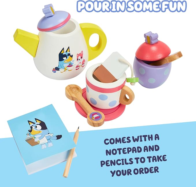 Bluey Wooden Tea Party Set, 18-Piece Toy Tea Set - Image 4