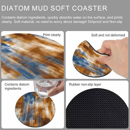 Blue Brown Coasters Set of 2, Absorbent Coasters - Image 9