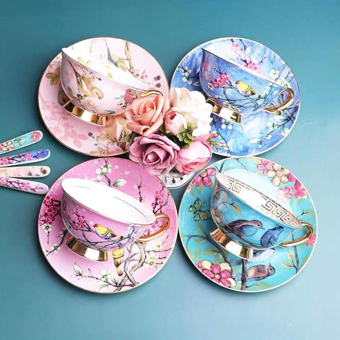 Bone China Cup& Saucer Set, 6.8oz- Birds& Trees - Image 7