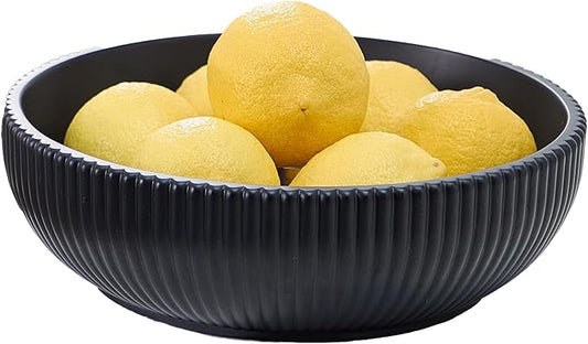 Aotea Crafts - Concrete Black Fruit Bowl for Kitchen Counter - Decorative Modern Industrial, Minimalist Fruit & Centerpiece Bowl - Sealed & Durable - Handcrafted -10 inch