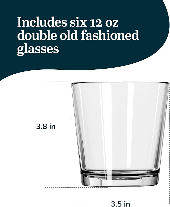 Libbey Bar Essentials Double Old Fashioned Glasses, 12 oz, Modern Rocks Glass - Image 3