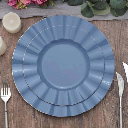Efavormart 9" Salad Plates – Set of 10 Plastic Ocean Blue Round Disposable - Image 6