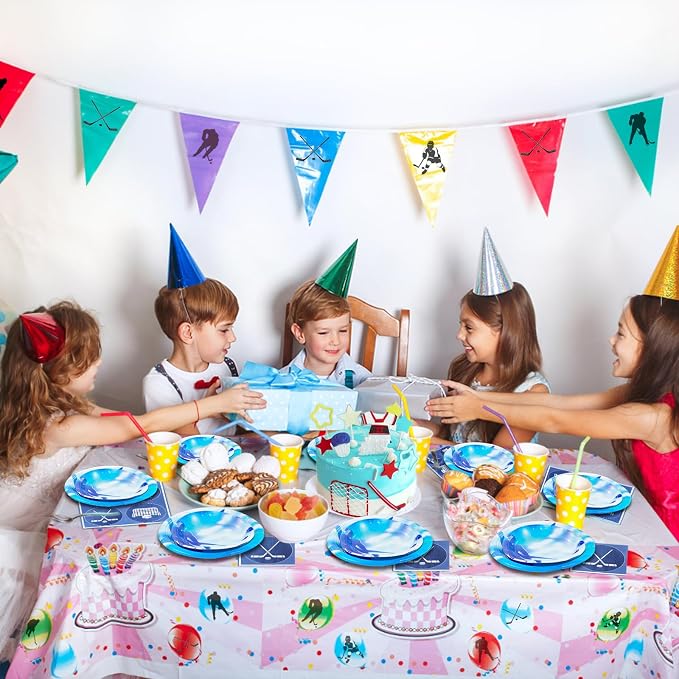 180Pcs Ice Hockey Party Supplies Paper Plates and Napkins Serve 60 | Disposable - Image 7