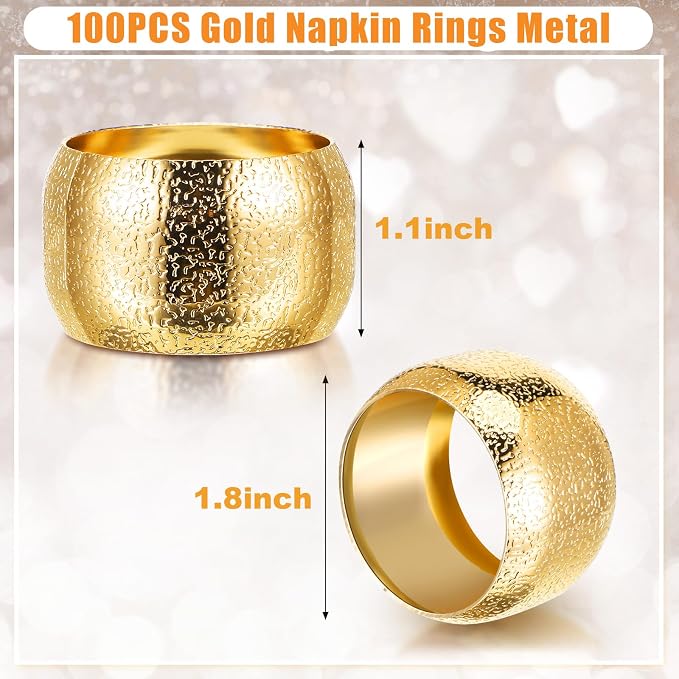 Lallisa 100 Pcs Gold Napkin Rings Bulk Metal Classic Brass Napkin Ring Holders - Image 2