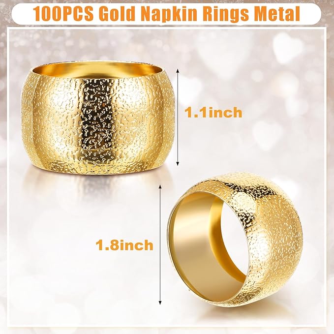 Lallisa 24 Pcs Gold Napkin Rings Bulk Metal Classic Brass Napkin Ring Holders - Image 2