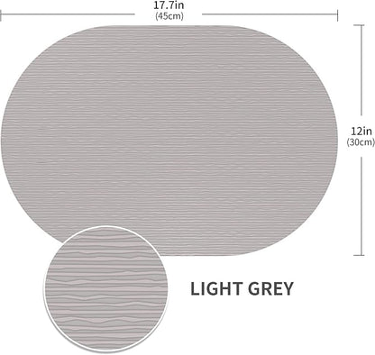 Silicone Placemats, Oval Placemats for Dining Table, Placemats Set of 4, Non-Slip Waterproof Heat Resistant Outdoor Table Mat for Patio Table (Wine Red-Oval)