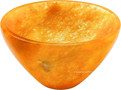 Golden Quartz Crystal Bowl - 2 Inch Decorative Bowls for Room and Home Decor - Gemstone Healing Crystals for Elegant Display, Positive Energy Balance and Gift