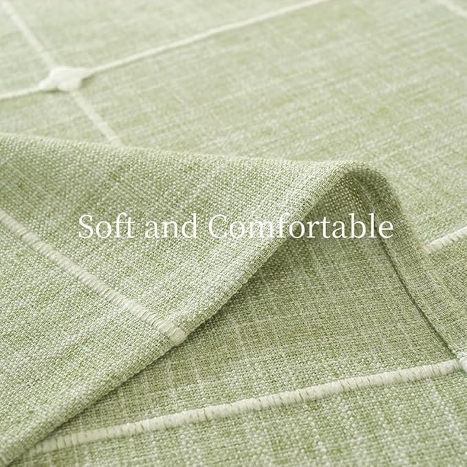 Zobesta Checkered Green Tablecloth Square 53 x 53 Inch Table Cloth, Heavy Weight Washable Farmhouse Soft Boho Linen Gingham Tablecloths for Outdoor, Party, Holiday, Picnic, Dining