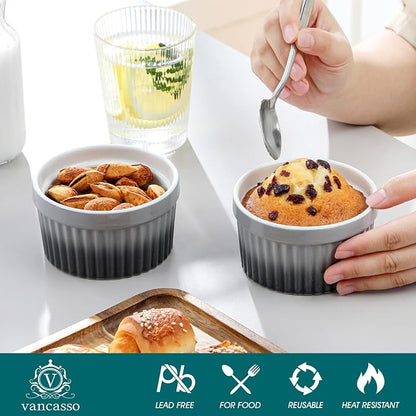 vancasso 8 oz Ramekins with Lid, Porcelain Creme Brulee Souffle Dishes - Image 3