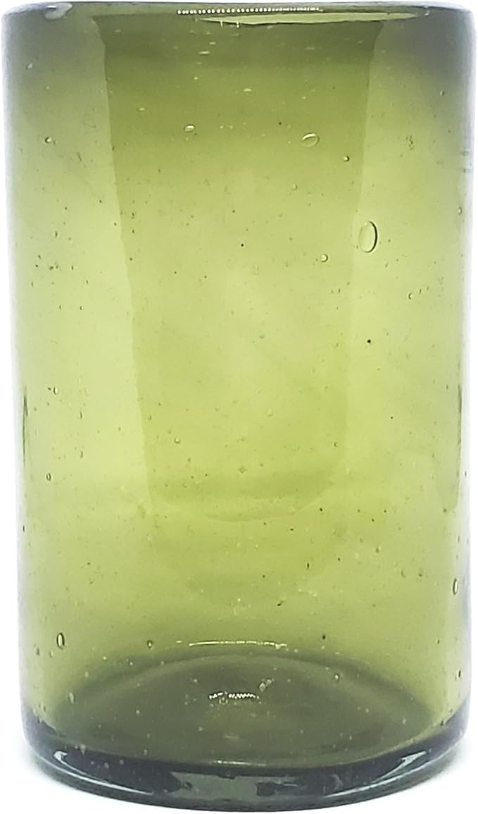 Solid Olive Green 14 oz Drinking Glasses, Recycled Glass, Toxin-Free - Image 6
