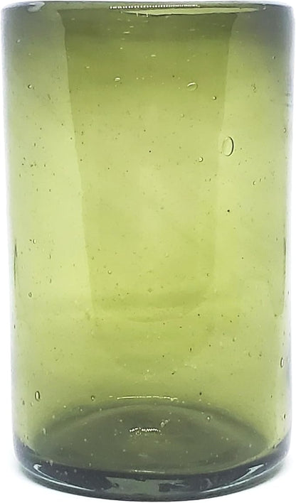 Solid Olive Green 14 oz Drinking Glasses, Recycled Glass, Toxin-Free - Image 6