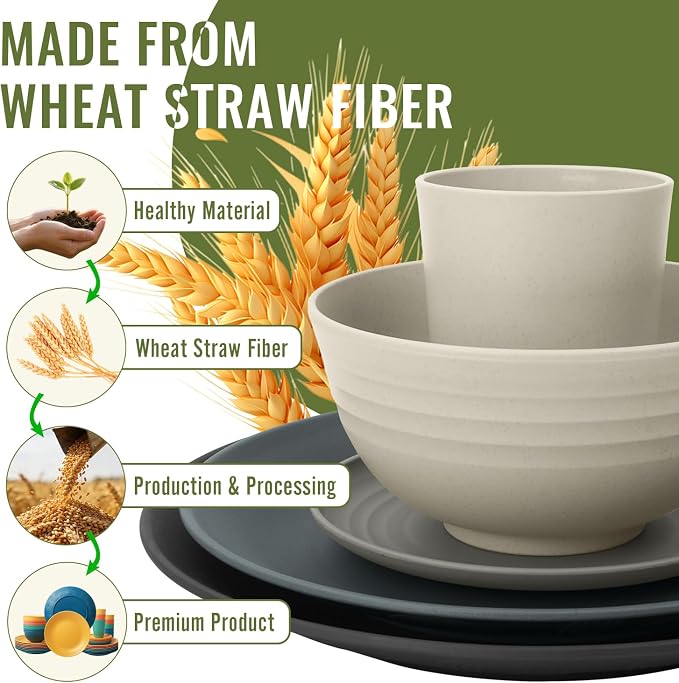 Wheat Straw Dinnerware Sets 40 PCS - Image 9