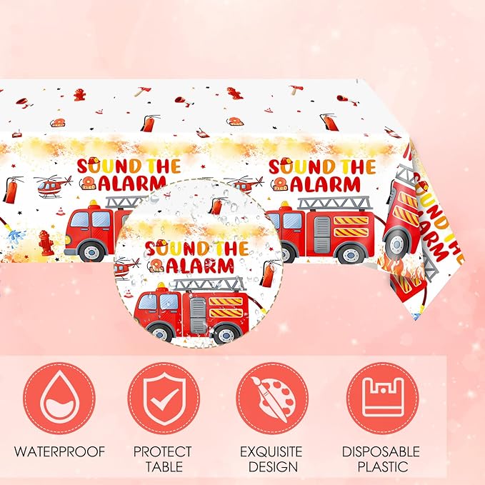 41Pcs FireTruck Birthday Party Decorations Fire Truck Party Tableware Set - Image 5