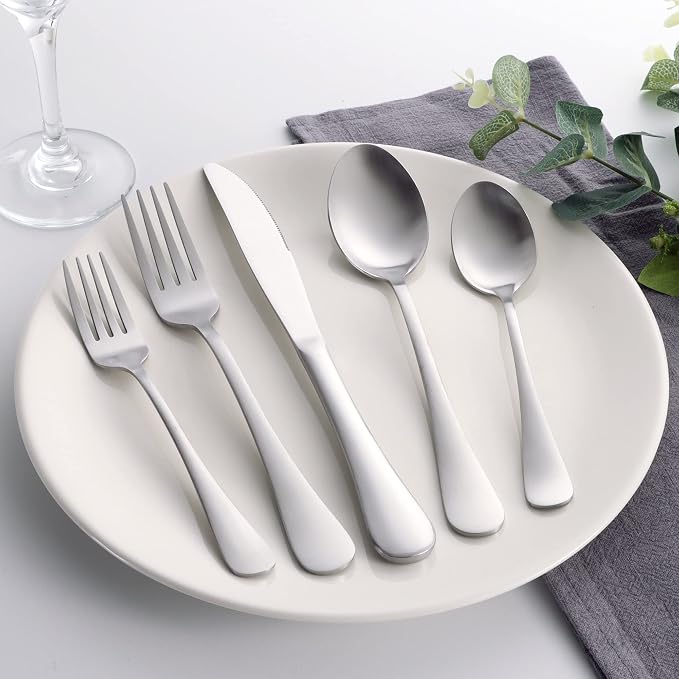 60 Piece Silverware Set for 12, LIANYU Stainless Steel Flatware Cutlery Set - Image 2