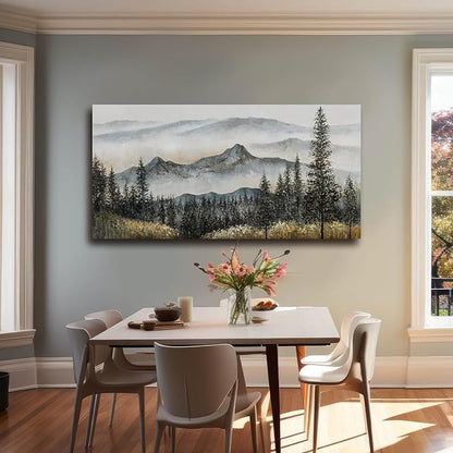 CHUDANHAO Green Wall Art for Living Room Boho Pictures forest Wall Art Modern Wall Decor for Bedroom Office Decor Mountain Prints Poster Artwork for Bedroom 24"x48"