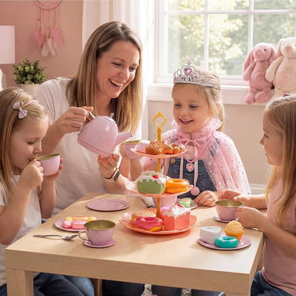 iAOVUEBY Tea Party Set for Little Girls Age 3-8, Kids Princess Pretend Playset - Image 4