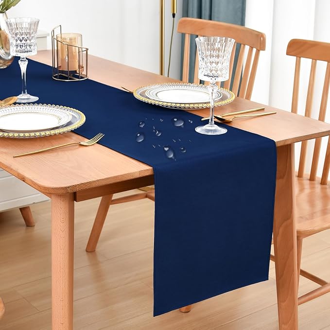 Faux Linen Table Runner Water Resistant 13 x 72 in, Coffee Table Runner by Nacuci