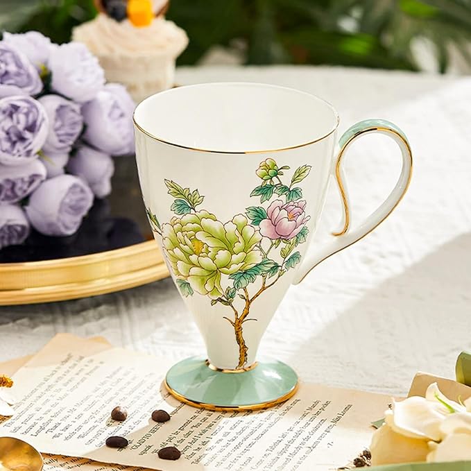 KAMMAK Bone China Coffee Mugs, 15oz Floral Tea Cups - Image 7