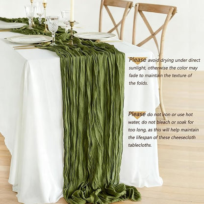 12 Pcs Olive Green Cheesecloth Table Runner 10Ft, Gauze Table Runners 21.5 x - Image 5