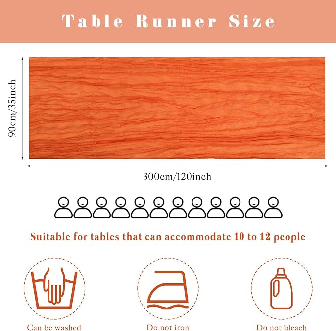 10FT Orange Cheesecloth Table Runner Boho Gauze Fabric Runner - Image 3