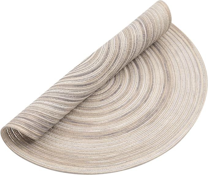SHACOS Round Braided Placemats 15 inch Set of 6 Washable Kitchen Table Placemats - Image 8