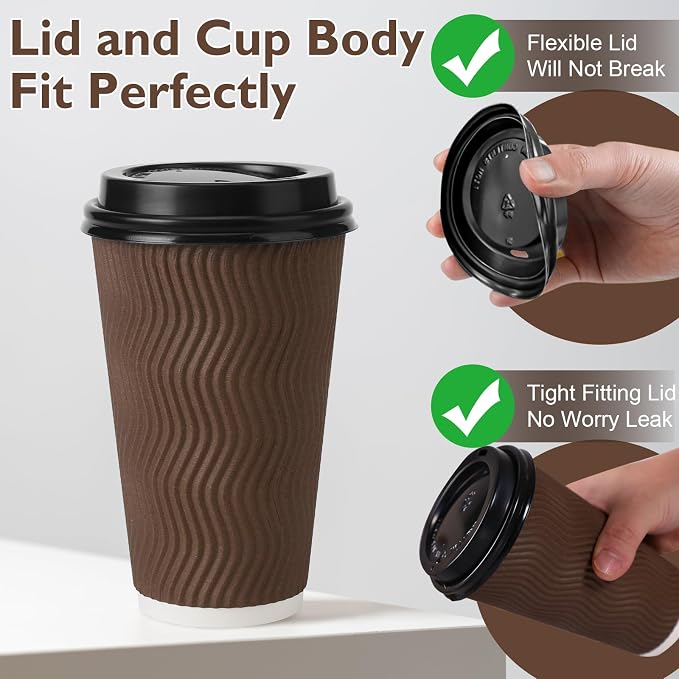 500 Pack 16 oz Insulated Disposable Paper Coffee Cups - Image 5