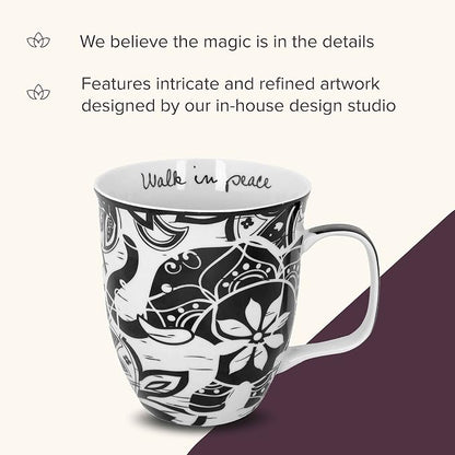 Karma Gifts 14 oz Black and White Boho Mug Elephant - Image 4
