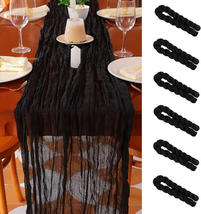 Snowkingdom 6PCS 10 Ft Black Cheesecloth Table Runner, 120 inch Long Cheese by Snowkingdom