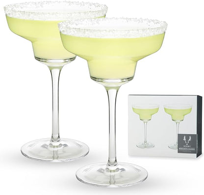 Viski Raye Angled Stemmed Margarita Glasses, Premium Crystal Cocktail glasses by VISKI