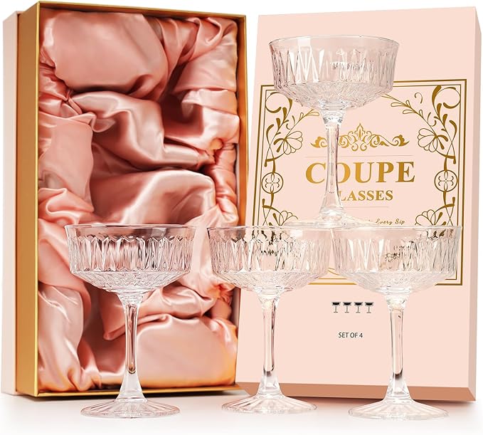 VIMERPA Coupe Glasses, Martini Glasses Set of 4, Vintage Champagne Coupe Glasses by VIMERPA