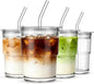 INSETLAN 13 oz Portable Glass Tumblers Set of 4, Thick Wall Glass Cups by INSETLAN