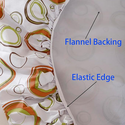Walrus Round Vinyl Fitted Tablecloth with Flannel Backing Elastic Edge Design Table Cover Waterproof Oil-Proof PVC Table Cloth Stain-Resistant Best for 37"-44" Round